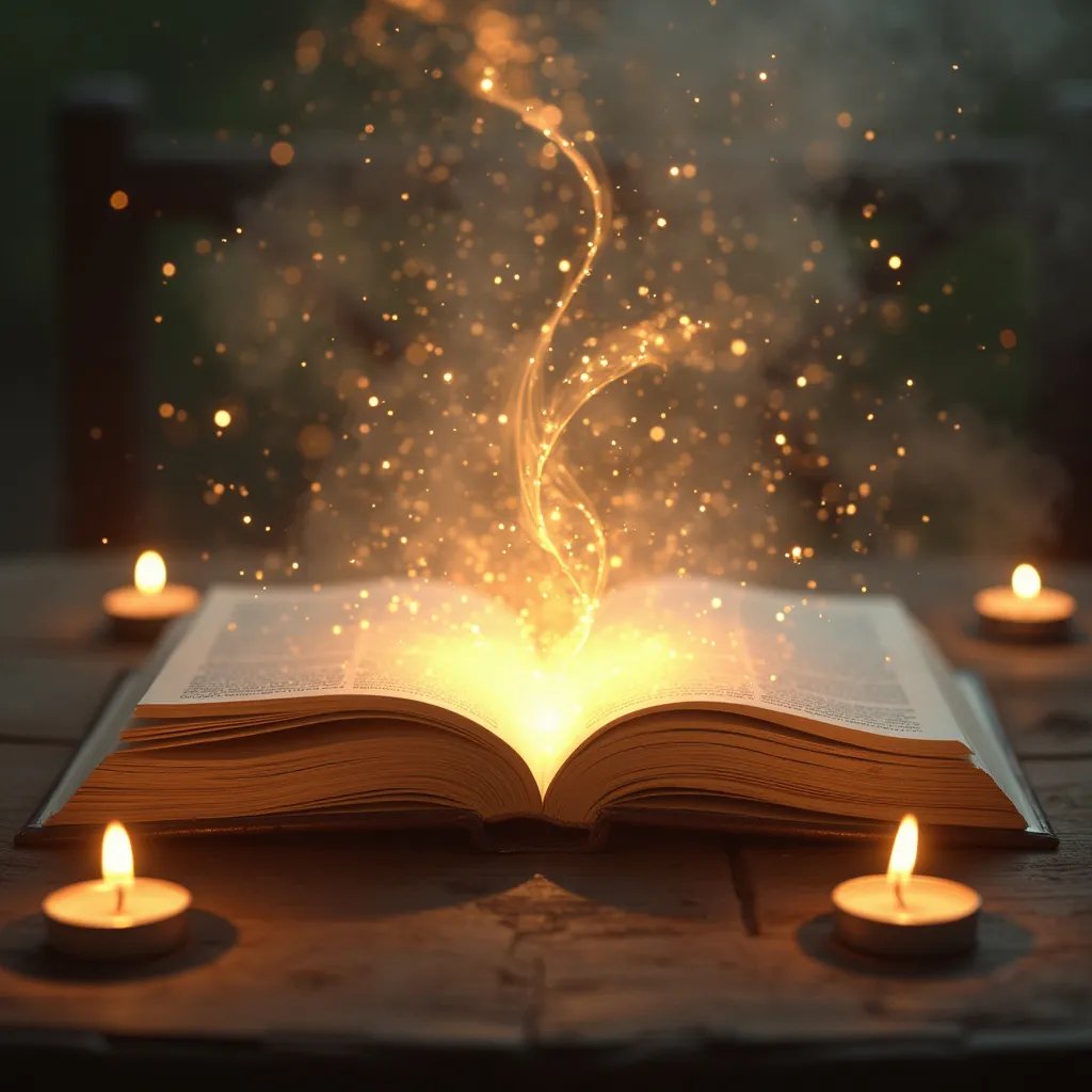 A beautiful image of light streaming from an open book.